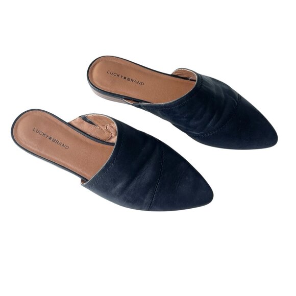 Lucky Brand Black Leather Slip On Sandals - 10 M - Picture 3 of 7